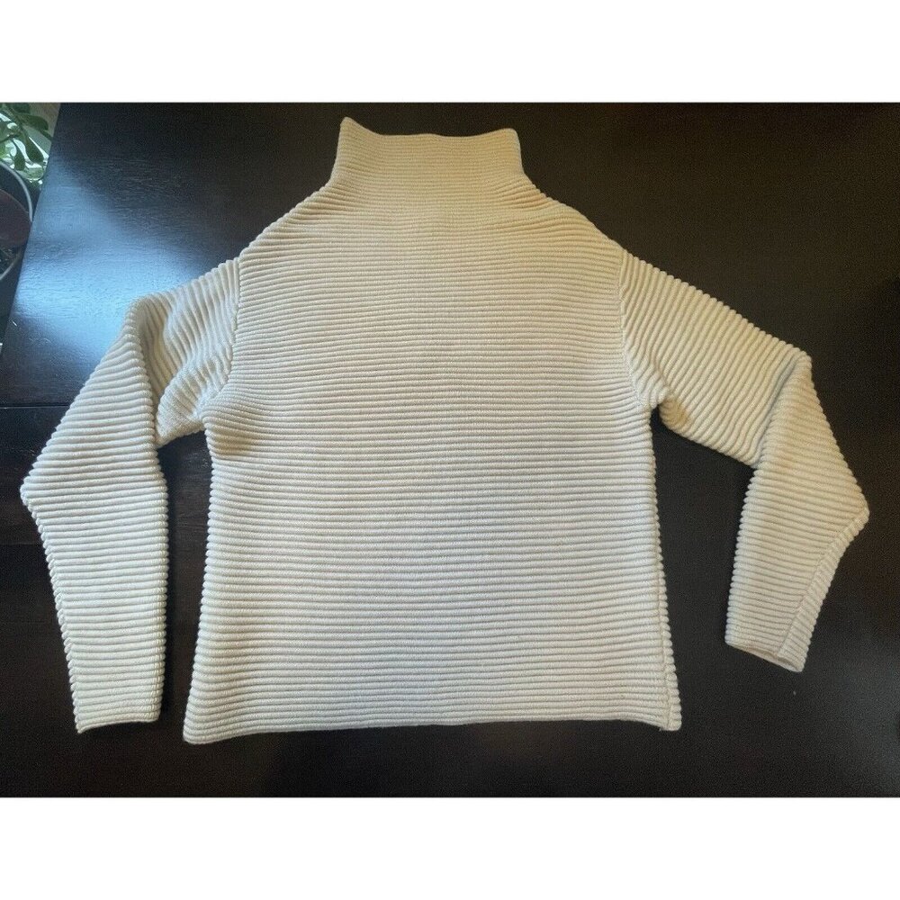 Aritzia Wilfred 100% Wool Knit Mock Neck Sweater Cream Color Size XXS EUC